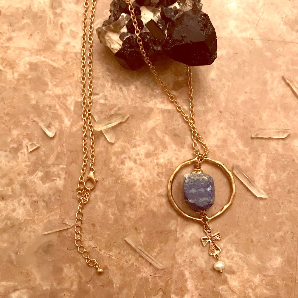 Blue & Gold, Long statement necklace